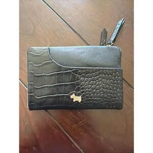 Radley London Leather Wallet Black & Tan Leather Snap Closing Scotty Dog